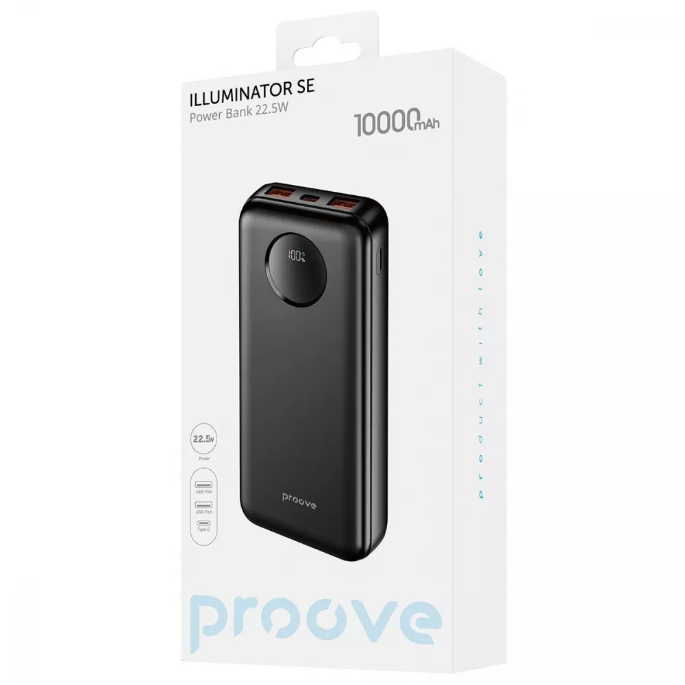 Павербанк Proove Illuminator SE 22.5W 10000mAh чорний