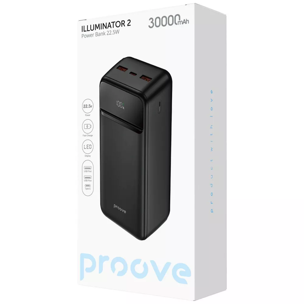 Павербанк Proove Illuminator 2 22.5W 30000mAh чорний