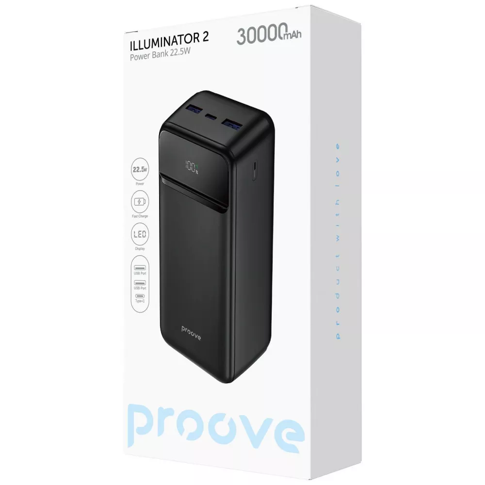 Павербанк Proove Illuminator 2 22.5W 30000mAh чорний 