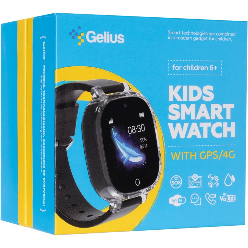 Children's smart watch Gelius Summer (GP-PK009) with GPS/4G/ESIM Black