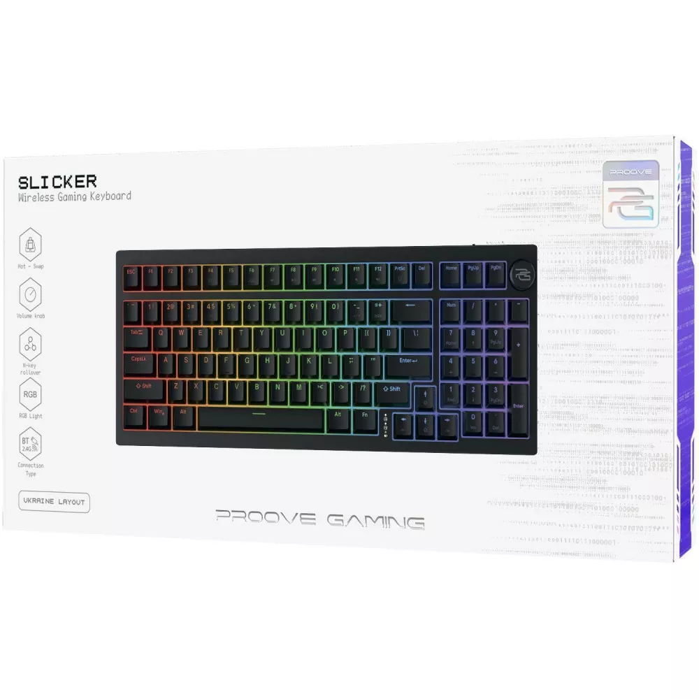 Бездротова клавіатура Proove Gaming Slicker (Ukraine Layout) black