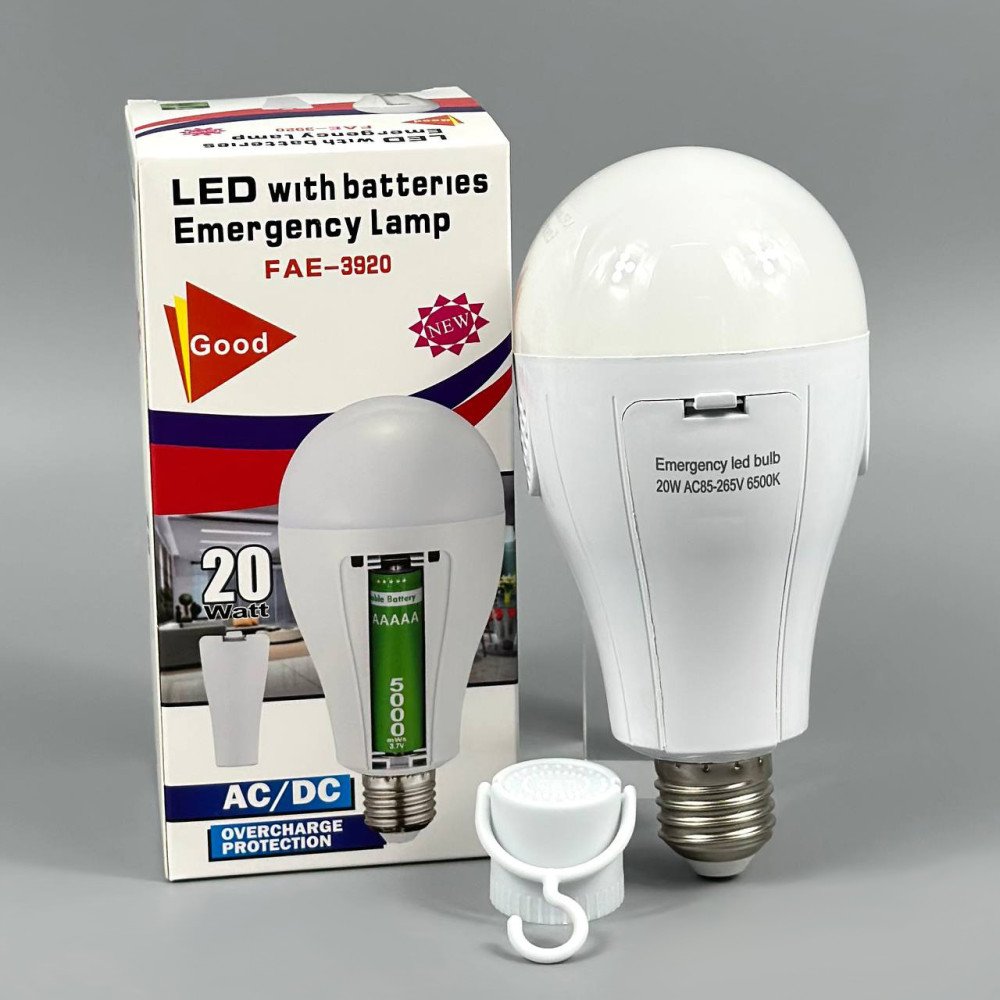 LED lamp/ Camping LED Bulb 20W FAT-3920 2*18650/ 6500K (cartridge) (White)
