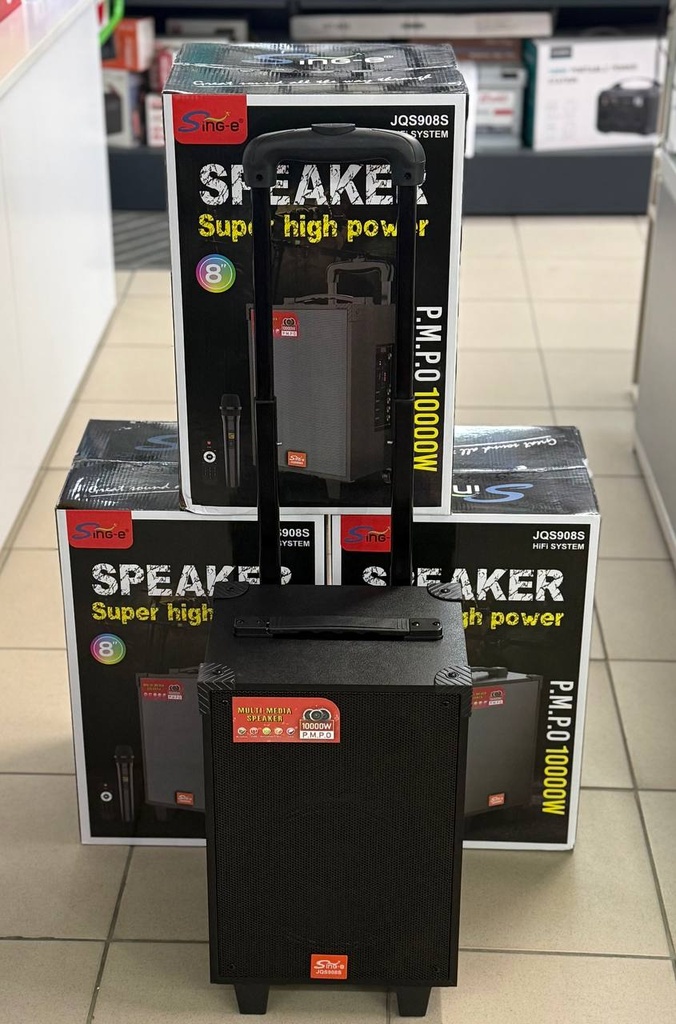 Колонка Sing-e ZQS908S 40W, 3000mAh з мікрофоном та пультом (40,9*26,0*22,7 см) (Чорний)