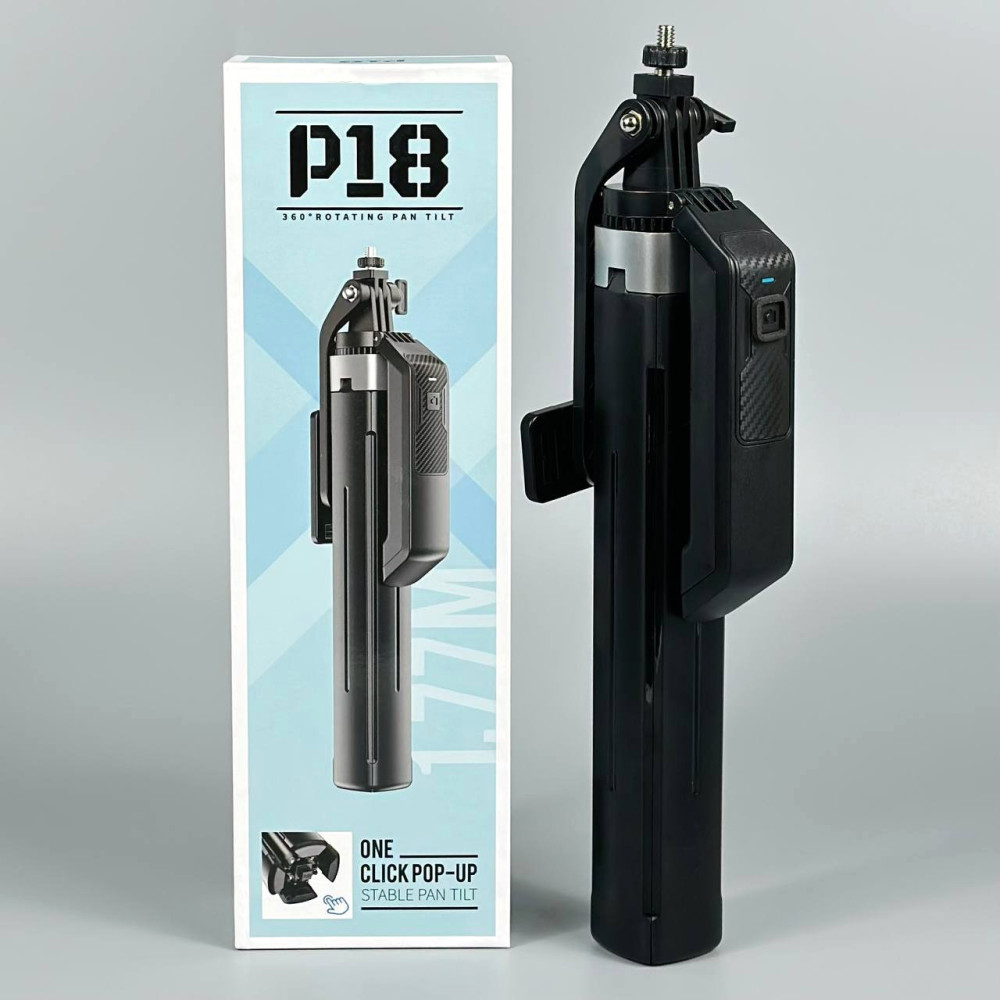 Монопод P18 Click Pop-Up на штативі 1.8m Bluetooth (360° Rotating Pan Tilt) (Чорний)