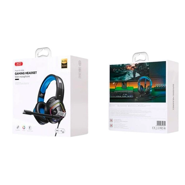 Навушники XO GE-08 Static RGB Long Mic Game USB+Dual 3.5mm (Чорний)