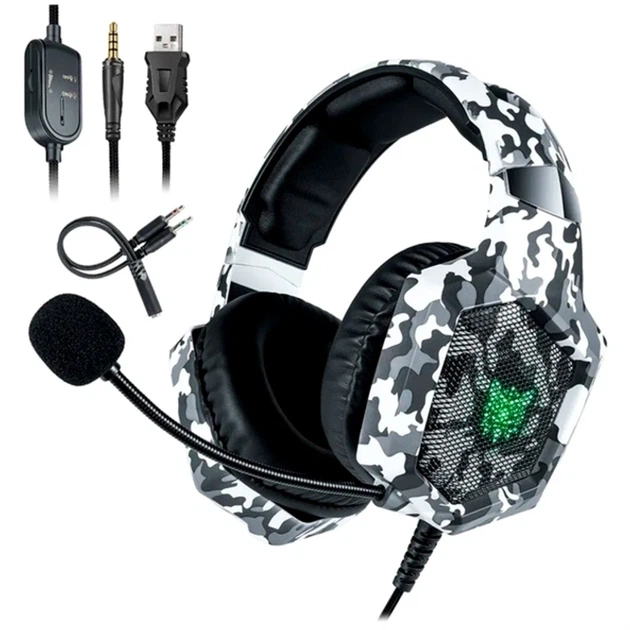 Навушники комп Onikuma K8 Camouflage RGB з мікрофоном від USB + 3.5mm Jack (Камуфляж-сірий)