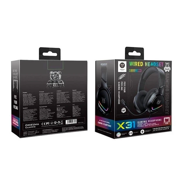 Навушники комп. Onikuma X31 RGB з мікрофоном від USB + 3.5mm Jack (Чорний)