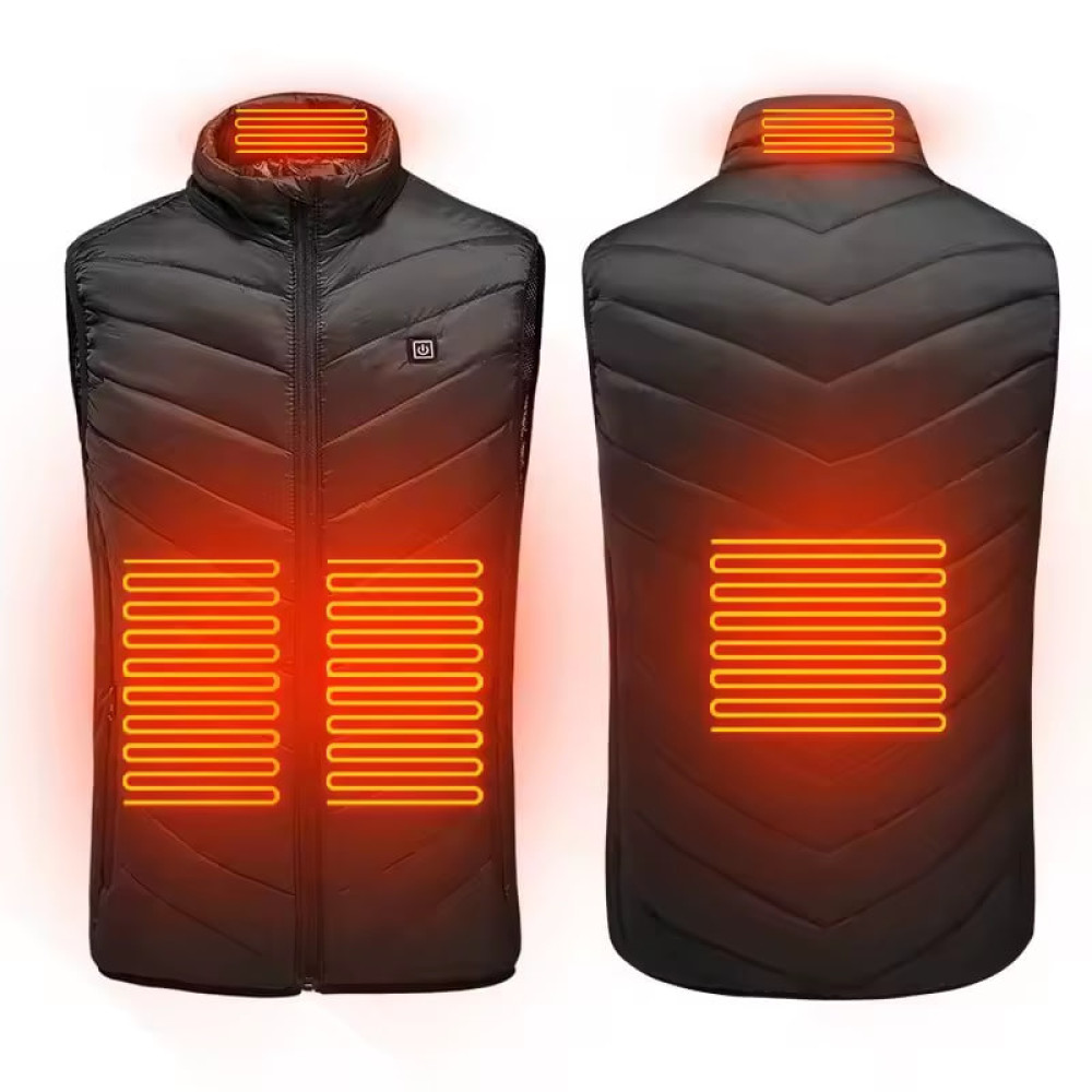 Жилет (2XL) з підігрівом 4 зони підігріву, USB-порт (Чорний)