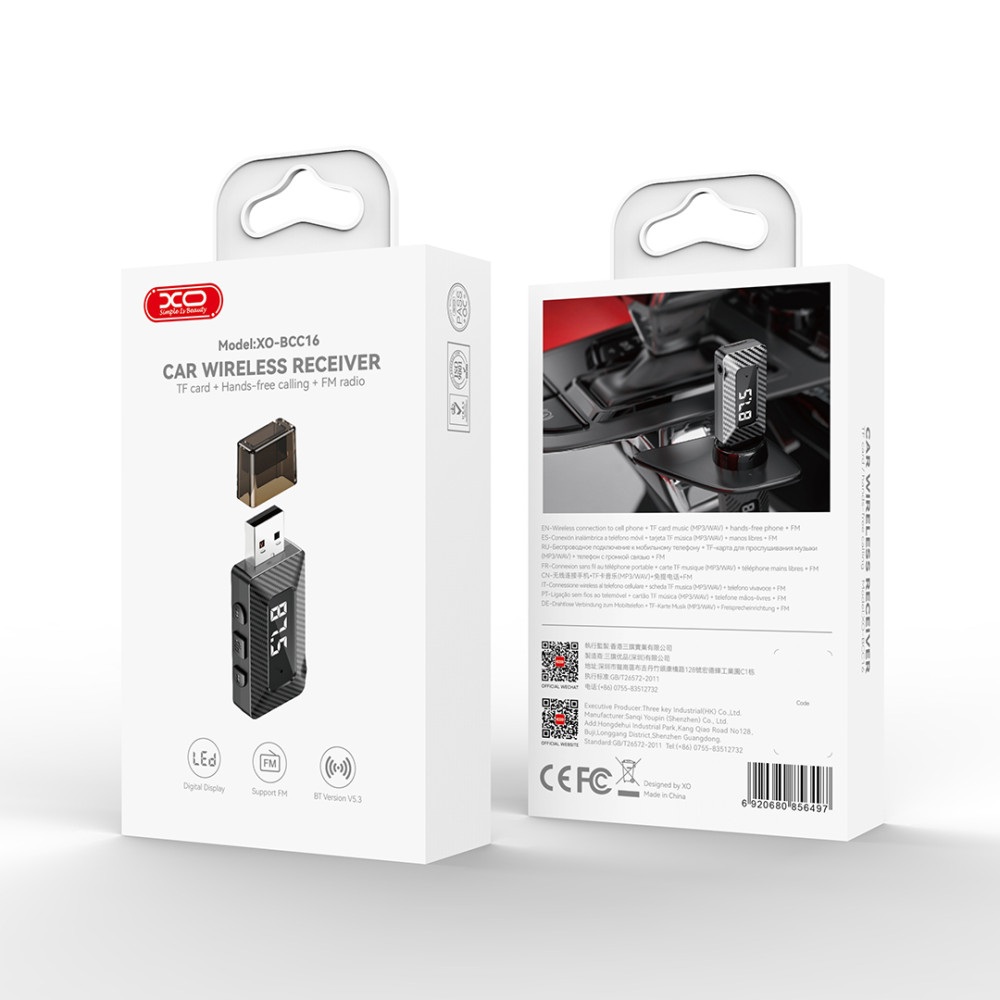 Bluetooth receiving XO BCC16 Support FM + TF Card (Чорний)