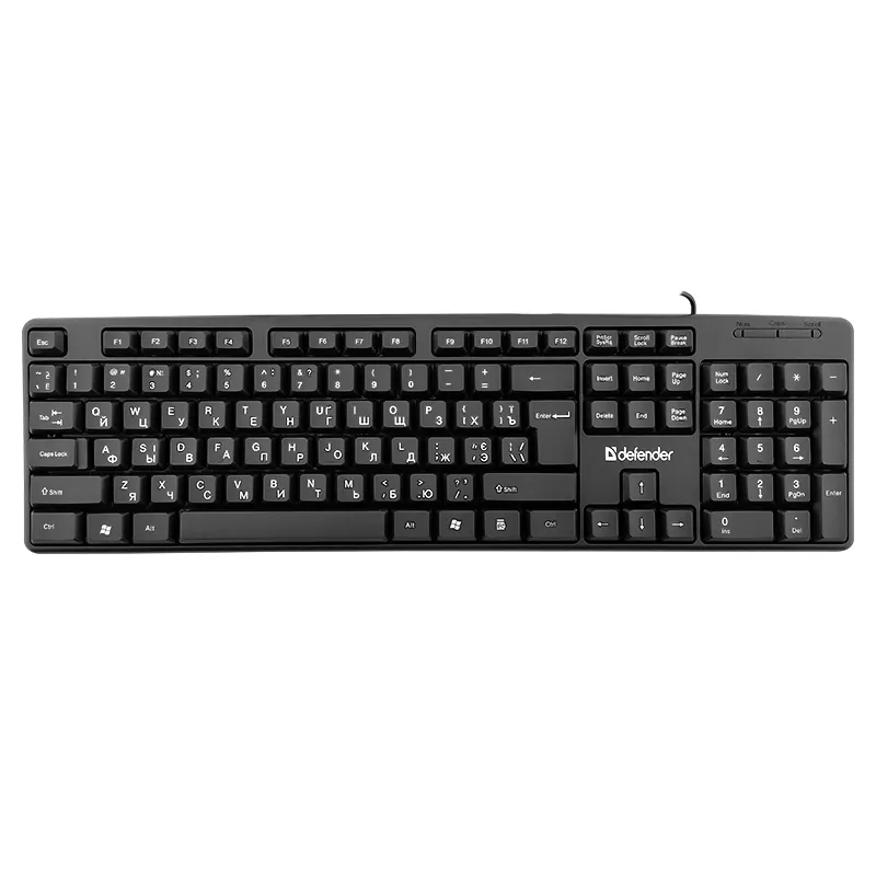 Клавіатура USB Defender Element HB-520 (Ua/Eng/Ru) 104 клавіші/повнорозмірна чорна 1,5м