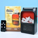 Міні Електрообігрівач у розетку Flame Heater 1000W з підсвічуванням + пульт керування, LED дисплей (Чорний)