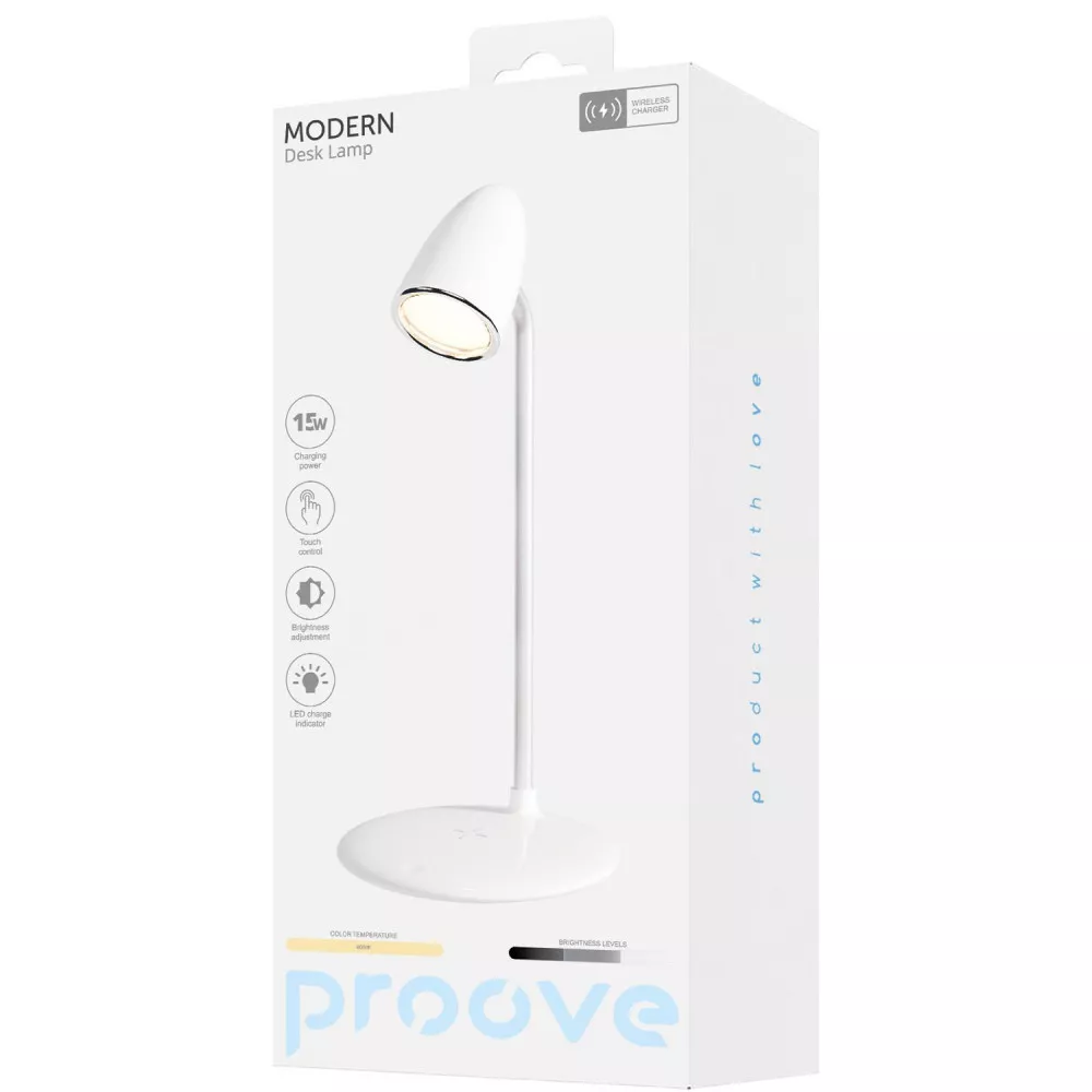 Настільна лампа з Бездротовою Зарядкою Proove Modern White