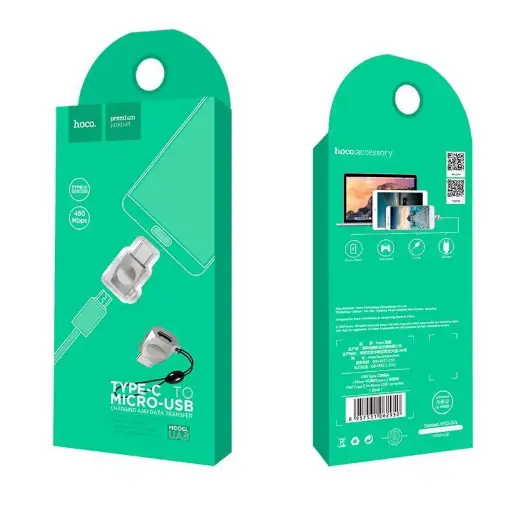 [65585] Adapter Hoco UA8 MicroUSB -> Type-C Pearl Nickel