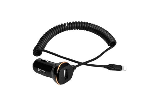 [60779] АЗУ 1USB Hoco Z14 Black with Spring Cable iPhone 6 (3.4A)
