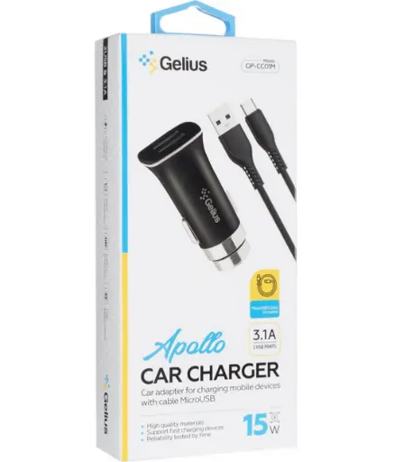 [51980] AZU Gelius Ultra Edition USB + MicroUSB 2.1A Black 1.2m