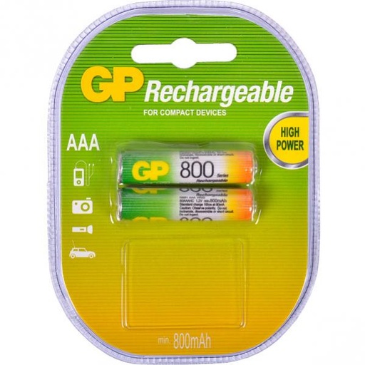 [19979] Акумуляторна батарея AAA (R-3) GP 800 mAh (80AAAHC-U2) (2шт на блістері)
