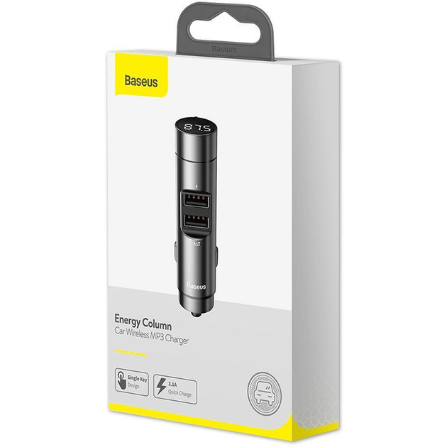 [78825] FM Modulator Baseus Energy Column Mp3 Charger 2USB 3.1A (CCNLZ-0G) GREY