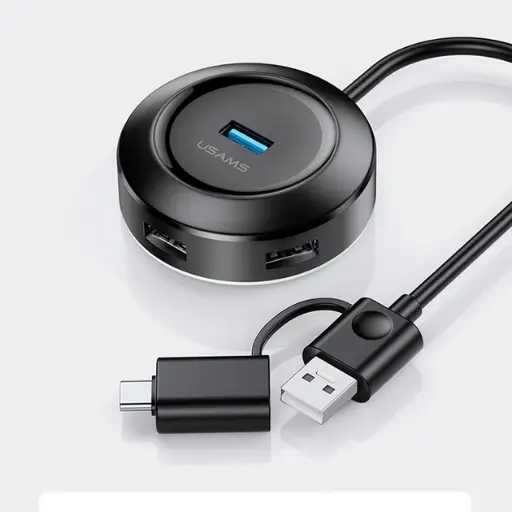 [78617] USB Hub Usams US-SJ416 (1 USB3.0 + 3 USB2.0 + Type-C3.0) Black