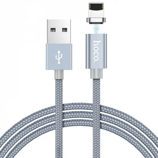 [73220] USB Cable Hoco U40A Magnetic Adsorption iPhone 8 Gray 1.2m