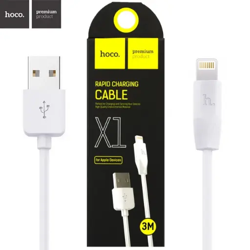 [60838] USB Cable Hoco X1 Rapid iPhone 6 White 3m