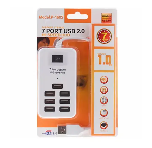 [83462] USB HUB P-1602 (7 USB2.0) White