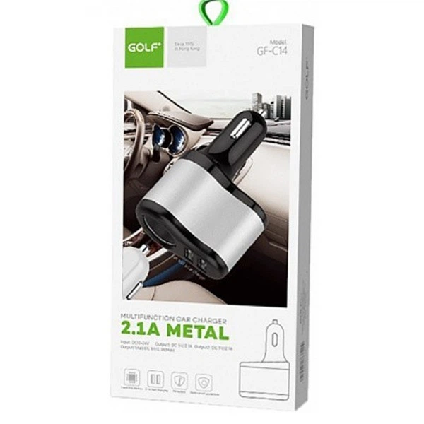 [1-00574] Car charger Golf GF-C14 (2USB, 2.1A) \ black