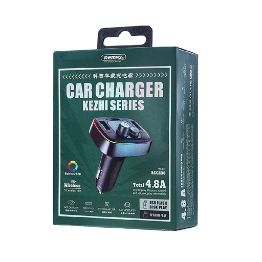 [1-00841_1] FM-трансмітер в авто REMAX RCC230 Kezhi Series Fast  (2USB. 4.8A) \ tarnish
