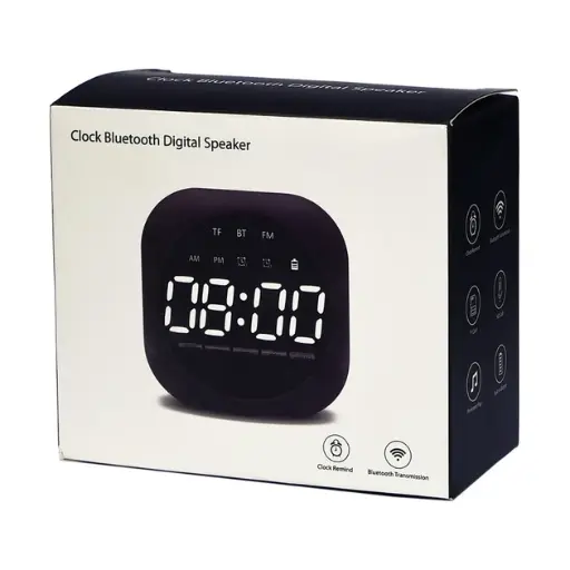 [34990] Desk clock-column WQ12 black