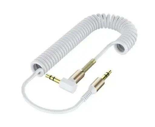 [32774] AUX кабель SP-206 3.5/ 3.5 1.5m пружинний білий