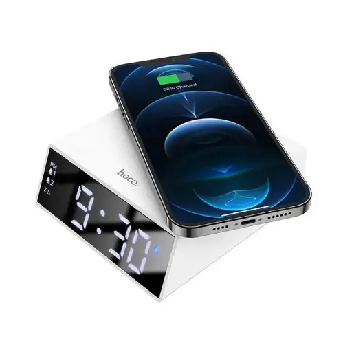 [17-0395_1] Годинник з бездротовою зарядкою HOCO DCK1 clock with wireless charging / white