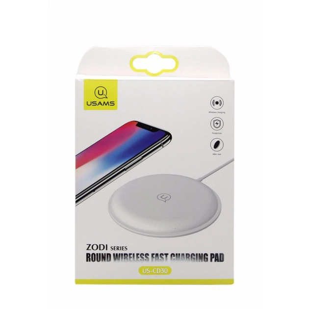 [1-00360_2] Бездротовий зарядний пристрій USAMS Round Wireless Fast Charging US-CD30 (10W, 2A) \ white