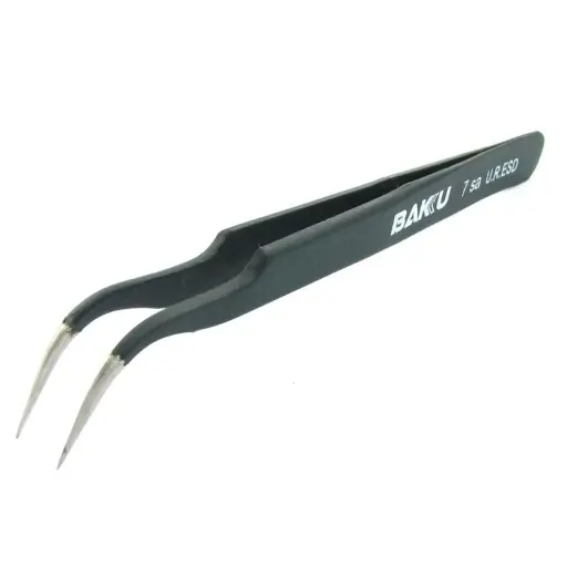 [9804] Curved tweezers BAKU A8 7 Sa URESD with black antistatic coating