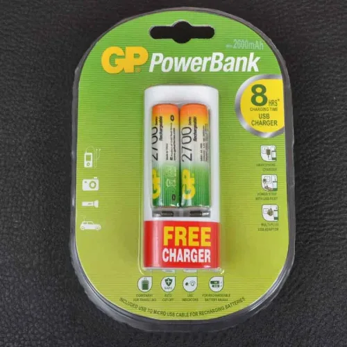 [89704] Charger GP Power Bank U211 (2pcs AAA LR3/AA LR6) + 2pcs LR6 2000mAh