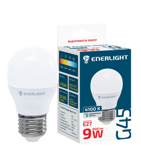 [4823093503625] Лампа світлодіодна ENERLIGHT G45 9Вт 4100K E27