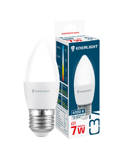 [4823093502734] Лампа світлодіодна ENERLIGHT С37 7Вт 4100K E27