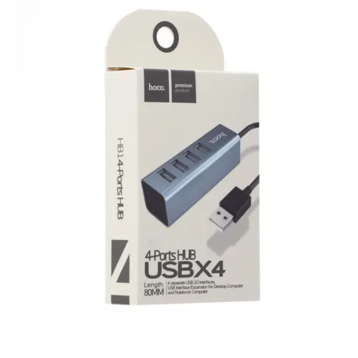 [6957531038139] USB HUB HOCO HB1 4USB Line Machine 0.8m Tarnish