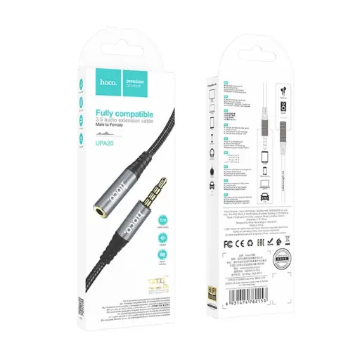 [37932] AUX cable Hoco UPA20 extension TRRS 3.5 - TRRS 3.5 (F) 2m silver