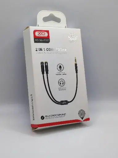 [6920680880881] AUX XO NBR197 2in1 адаптер cable 3.5mm to audio+microphone (Чорний)