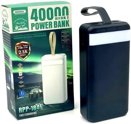 [6954851205722] Powerbank Remax RPP-184 Leader Series 2.1A Fast Charging 40000 mAh (Black)