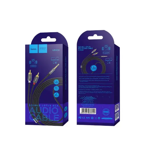 [6957531078142] Aux Hoco UPA10 Lotus Double RCA Audio 3.5mm (Сірий)