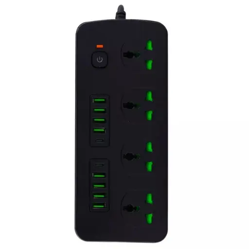 [6933138645932] Мережевий фільтр T91 (4 розетки + 8 USB + 2 Type-C) 2 метри (black)