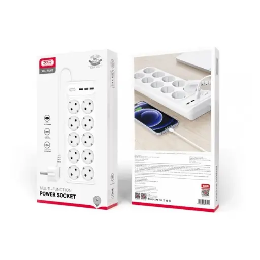 [6920680826124] Мережевий подовжувач XO WL07 на 10 розеток 3USB 3.1A 2m EU (Білий)
