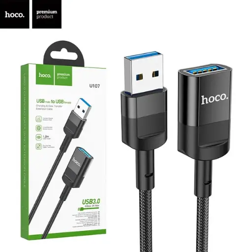 [38645] Hoco U107 USB extension cable - USB 3.0 (F) 3A 1.2m black