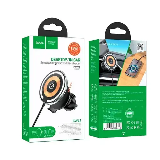 [2001000603497] Holder in the car with Wireless ZP Hoco CW42 Magnetic 15W (black)