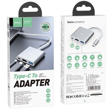 [91357] USB HUB Hoco HB14 (Type-C to USB3.0+HDMI+PD) Metal
