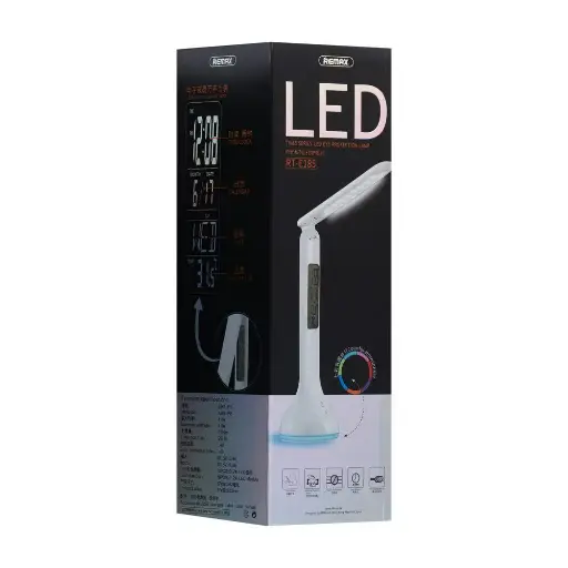 [41000] Remax RT-E185 USB LED table lamp, foldable with battery, white.