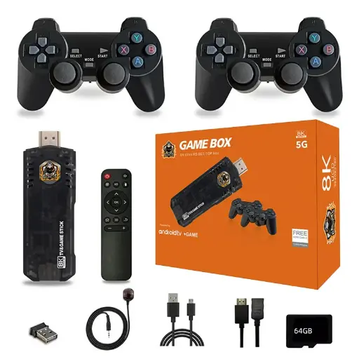 [4821000129562] AndroidTV&Game Stick X8 64Gb 8K Ultra HD Game Console with 2.4G Wireless Controller