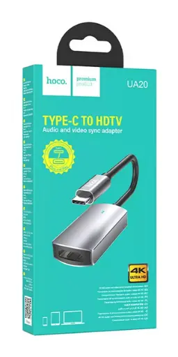 [38810] Перехідник Hoco UA20 Type-C to HDMI (metal gray)