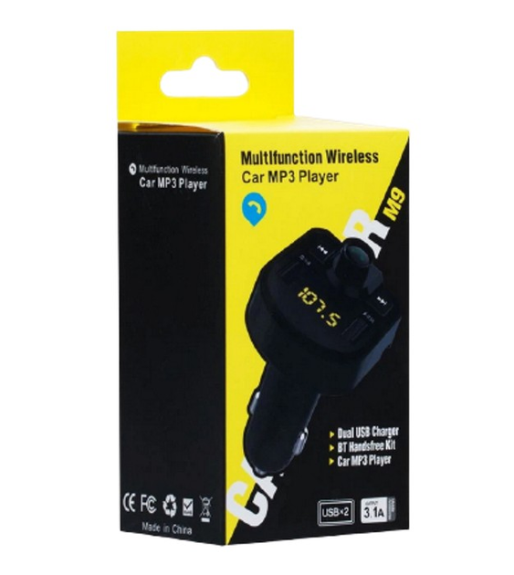 [2000000183237] FM модулятор M9 Bluetooth 2USB LED чорний