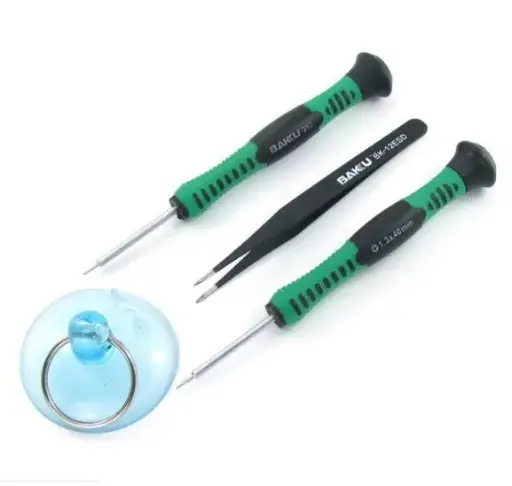[8061] Baku BK7289-A tool set for iPhone (+1.3, star 0.8, straight tweezers, suction cup)